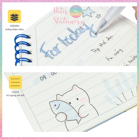 [HOTIS] Sổ lò xo kép chéo A6 Dash Line120 trang, sổ lò xo mini bỏ túi MS 961