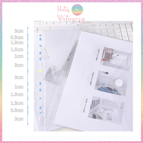 [HOTIS] Bìa Còng A4 3 Chấu Cao Cấp (Xanh / Trắng) Kèm 4 Túi Cài Nút KW-TriO 11 Lỗ Lưu Trữ Tài Liệu Hợp Đồng