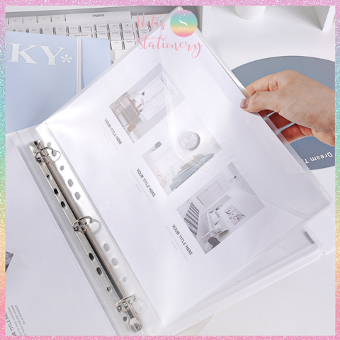 [HOTIS] Bìa Còng A4 3 Chấu Cao Cấp (Xanh / Trắng) Kèm 4 Túi Cài Nút KW-TriO 11 Lỗ Lưu Trữ Tài Liệu Hợp Đồng