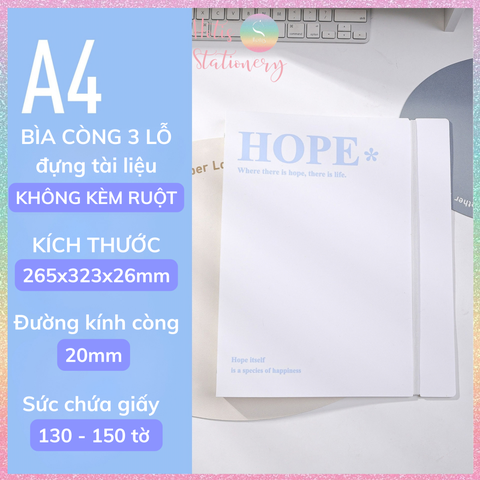 [HOTIS] Bìa Còng A4 3 Chấu Cao Cấp (Xanh / Trắng) Kèm 4 Túi Cài Nút KW-TriO 11 Lỗ Lưu Trữ Tài Liệu Hợp Đồng
