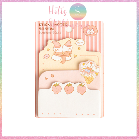 [HOTIS] Set 90 tờ giấy ghi chú, giấy note in màu hoạt hình, 3 kích cỡ