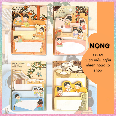 [HOTIS] Set 90 tờ giấy ghi chú, giấy note in màu hoạt hình, 3 kích cỡ