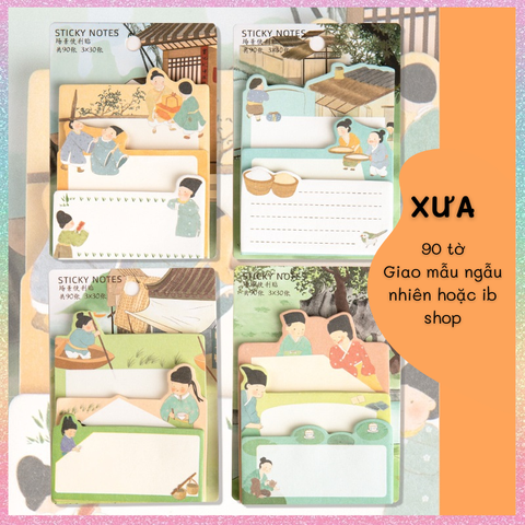 [HOTIS] Set 90 tờ giấy ghi chú, giấy note in màu hoạt hình, 3 kích cỡ