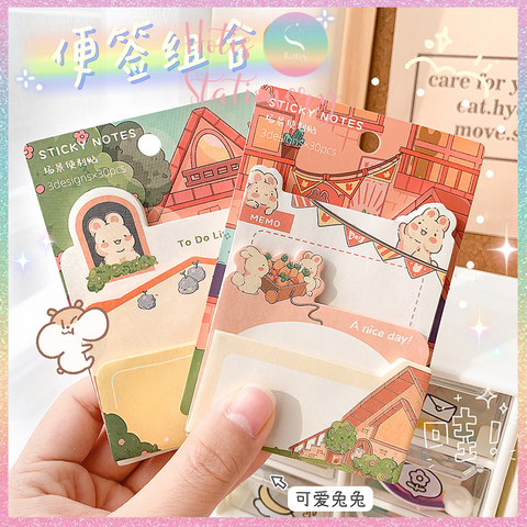 [HOTIS] Set 90 tờ giấy ghi chú, giấy note in màu hoạt hình, 3 kích cỡ