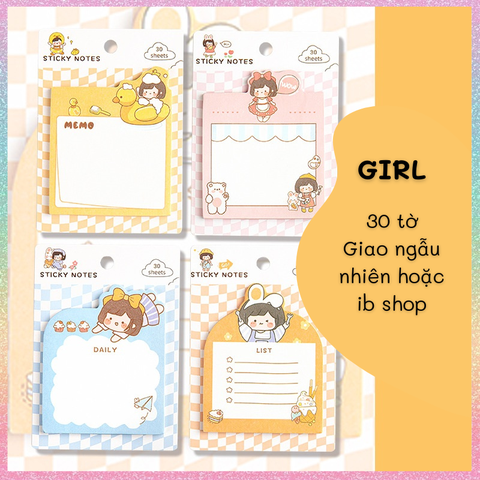 [HOTIS] Set 30 tờ giấy ghi chú, giấy note in màu hoạt hình