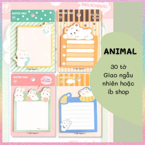 [HOTIS] Set 30 tờ giấy ghi chú, giấy note in màu hoạt hình