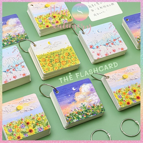 [HOTIS] Flashcard Bộ 80 thẻ học từ vựng ngoại ngữ, ghi chú bìa tranh vẽ hoạt hình dễ thương