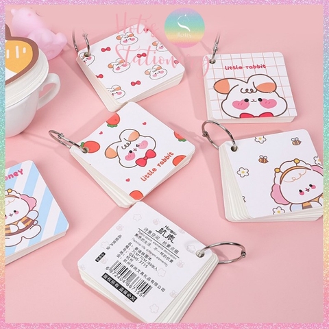 [HOTIS] Flashcard Bộ 80 thẻ học từ vựng ngoại ngữ, ghi chú bìa tranh vẽ hoạt hình dễ thương