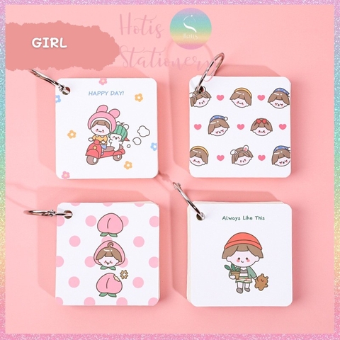 [HOTIS] Flashcard Bộ 80 thẻ học từ vựng ngoại ngữ, ghi chú bìa tranh vẽ hoạt hình dễ thương