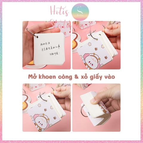[HOTIS] Flashcard Bộ 80 thẻ học từ vựng ngoại ngữ, ghi chú bìa tranh vẽ hoạt hình dễ thương