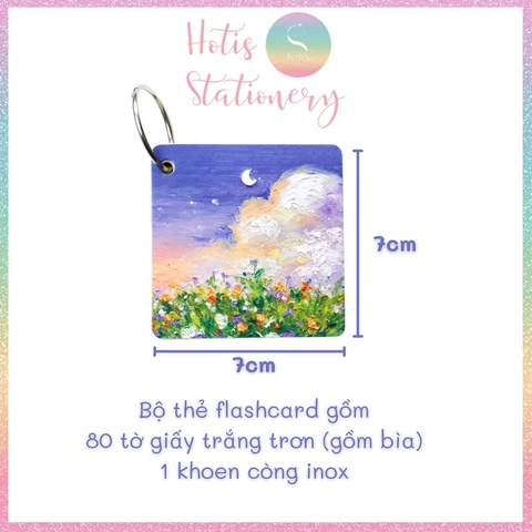 [HOTIS] Flashcard Bộ 80 thẻ học từ vựng ngoại ngữ, ghi chú bìa tranh vẽ hoạt hình dễ thương