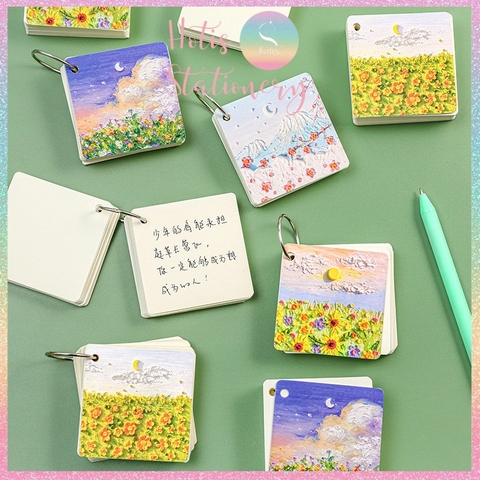 [HOTIS] Flashcard Bộ 80 thẻ học từ vựng ngoại ngữ, ghi chú bìa tranh vẽ hoạt hình dễ thương