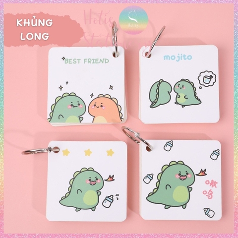 [HOTIS] Flashcard Bộ 80 thẻ học từ vựng ngoại ngữ, ghi chú bìa tranh vẽ hoạt hình dễ thương