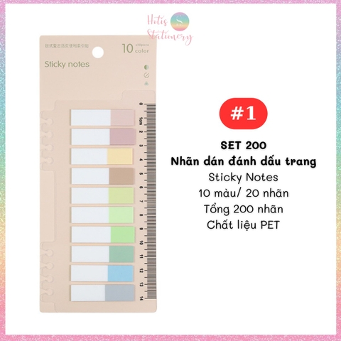 [HOTIS] Nhãn dán đánh dấu trang PET sticker ghi chú, phân trang nhiều màu Morandi trong suốt