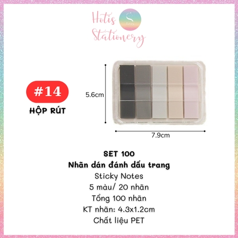 [HOTIS] Nhãn dán đánh dấu trang PET sticker ghi chú, phân trang nhiều màu Morandi trong suốt