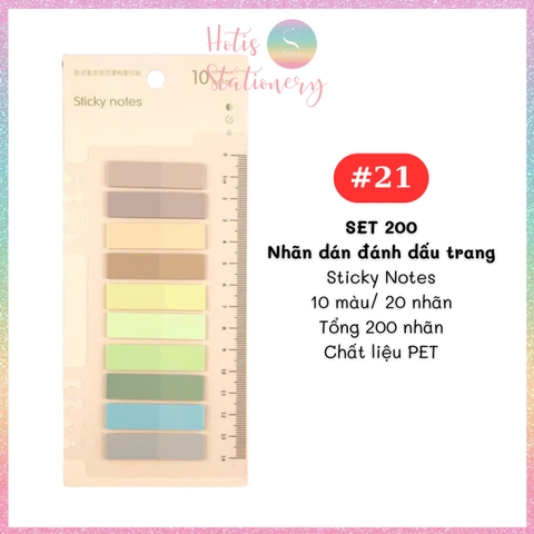 [HOTIS] Nhãn dán đánh dấu trang PET sticker ghi chú, phân trang nhiều màu Morandi trong suốt