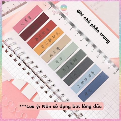 [HOTIS] Nhãn dán đánh dấu trang PET sticker ghi chú, phân trang nhiều màu Morandi trong suốt