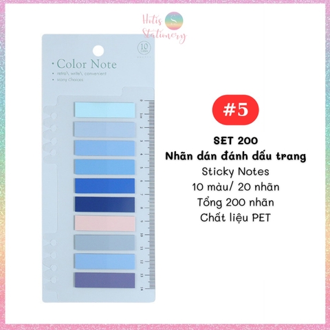 [HOTIS] Nhãn dán đánh dấu trang PET sticker ghi chú, phân trang nhiều màu Morandi trong suốt