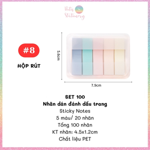 [HOTIS] Nhãn dán đánh dấu trang PET sticker ghi chú, phân trang nhiều màu Morandi trong suốt
