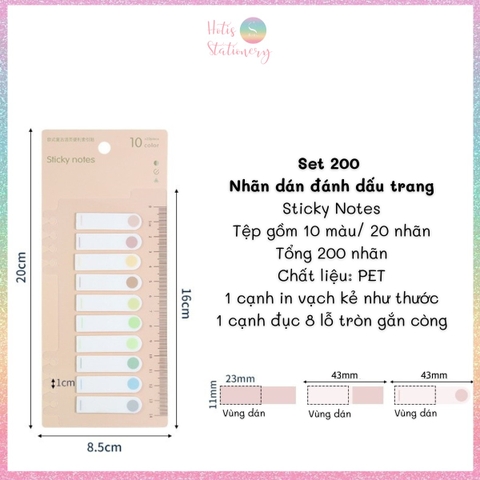 [HOTIS] Nhãn dán đánh dấu trang PET sticker ghi chú, phân trang nhiều màu Morandi trong suốt