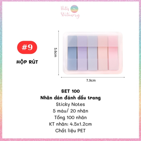 [HOTIS] Nhãn dán đánh dấu trang PET sticker ghi chú, phân trang nhiều màu Morandi trong suốt