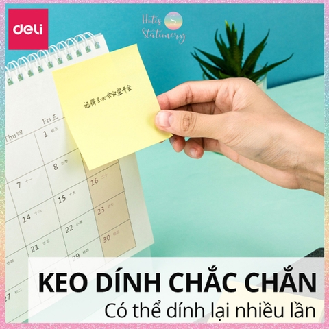 [HOTIS] Set 100 Giấy Note Deli Sticky Notes giấy ghi chú vàng, giấy nhớ, phân trang - 1 tệp