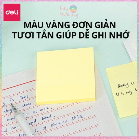 [HOTIS] Set 100 Giấy Note Deli Sticky Notes giấy ghi chú vàng, giấy nhớ, phân trang - 1 tệp