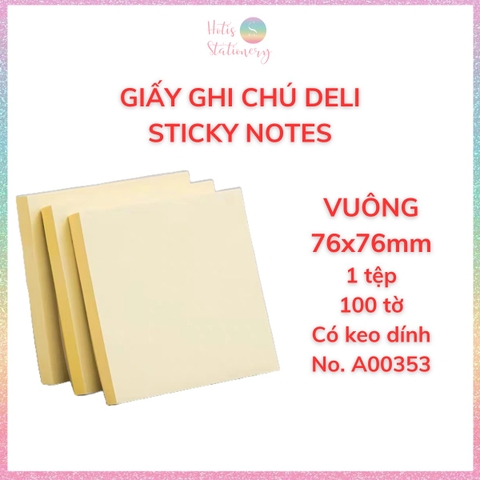 [HOTIS] Set 100 Giấy Note Deli Sticky Notes giấy ghi chú vàng, giấy nhớ, phân trang - 1 tệp