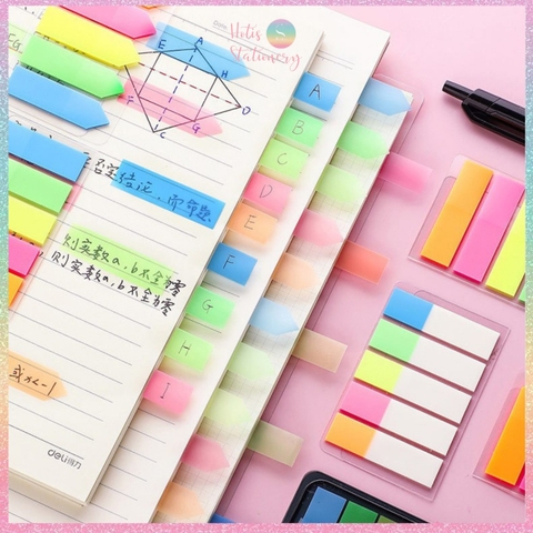 [HOTIS] Set 100 nhãn dán đánh dấu DELI Index Tabs Giấy note ghi chú phân trang nhiều màu sắc trong suốt tiện lợi