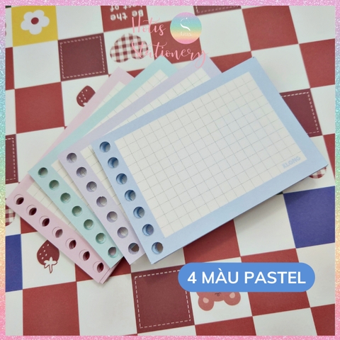 [HOTIS] Tệp 80 tờ Binder Card A7 KLONG 4 màu pastel, gắn sổ còng, làm flashcard - MS: 910