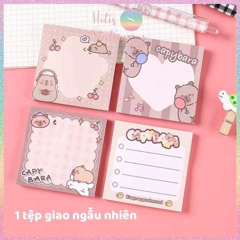 [HOTIS] Tệp 50 tờ Giấy note Capybara, giấy ghi chú hoạt hình đáng yêu, giấy nhớ nhiều mẫu