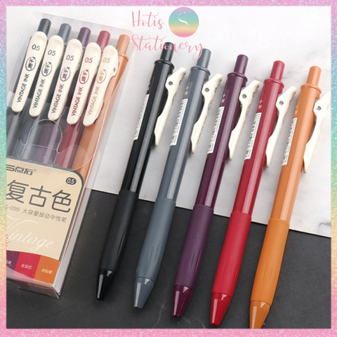 [HOTIS] 25 màu - Bút gel bấm màu vintage ngòi 0.5mm DS-099 Light Retro Gel Pen - 1 cây