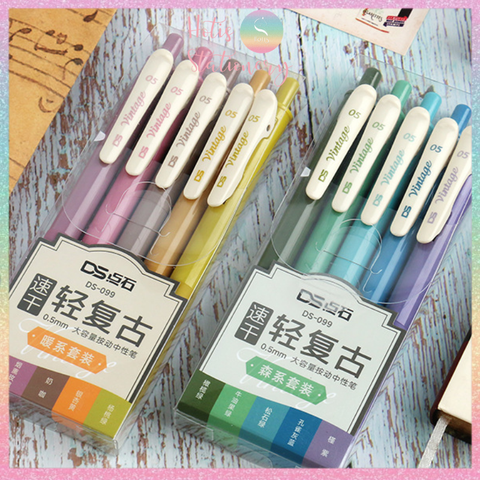 [HOTIS] 25 màu - Bút gel bấm màu vintage ngòi 0.5mm DS-099 Light Retro Gel Pen - 1 cây