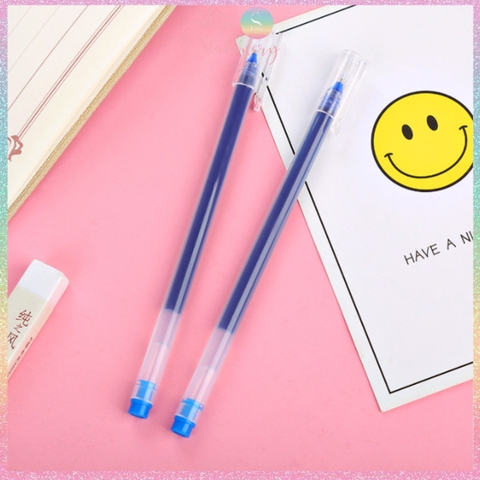 Bút gel dung lượng lớn Hotis vỏ nhựa trong suốn ngòi kim 0.5mm - Xanh/ Đen/ Đỏ