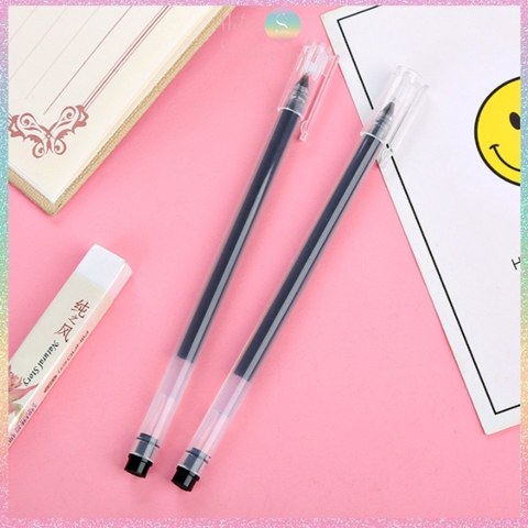 Bút gel dung lượng lớn Hotis vỏ nhựa trong suốn ngòi kim 0.5mm - Xanh/ Đen/ Đỏ