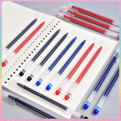 Bút gel dung lượng lớn Hotis vỏ nhựa trong suốn ngòi kim 0.5mm - Xanh/ Đen/ Đỏ