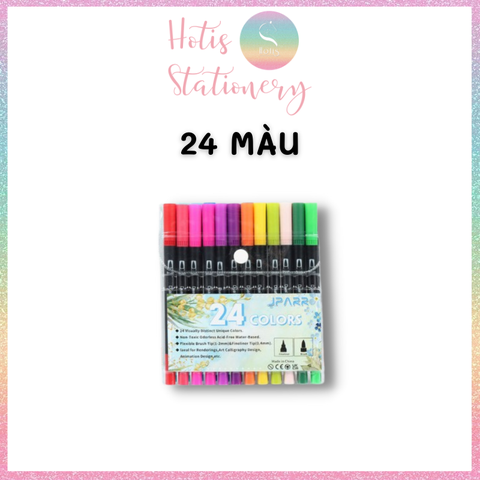 [HOTIS] Bút lông hai đầu tô màu vẽ tranh gốc nước viết calligraphy Double Head- Bộ 12/24/36/48 màu