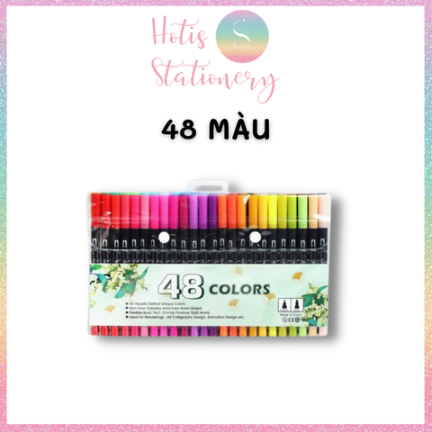 [HOTIS] Bút lông hai đầu tô màu vẽ tranh gốc nước viết calligraphy Double Head- Bộ 12/24/36/48 màu