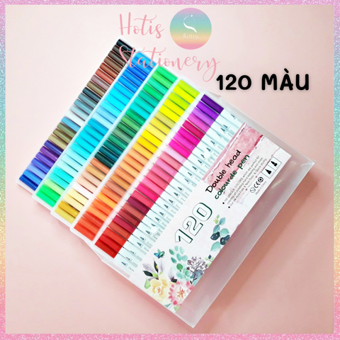 [HOTIS] Bút lông hai đầu tô màu vẽ tranh gốc nước viết calligraphy Double Head- Bộ 60/80/100/120 màu