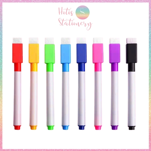 [HOTIS] Set 8 cây Bút lông viết bảng trắng xóa được, bút dạ viết bảng nhiều màu, tiện dụng an toàn