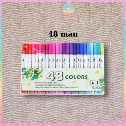 [HOTIS] Bút lông hai đầu tô màu vẽ tranh gốc nước viết calligraphy Double Head- Bộ 12/24/36/48 màu