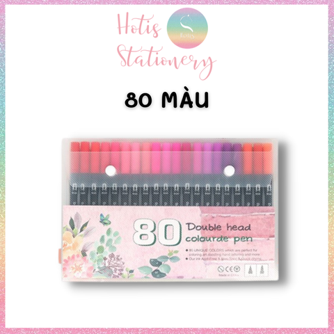 [HOTIS] Bút lông hai đầu tô màu vẽ tranh gốc nước viết calligraphy Double Head- Bộ 60/80/100/120 màu