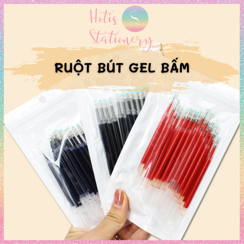 [HOTIS] Ruột bút gel bấm ngòi 0.5mm - Mực Xanh/ Đen/ Đỏ
