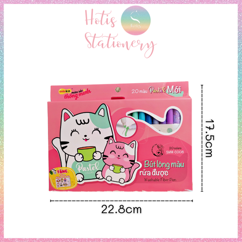 [HOTIS] Bút lông màu Pastel Washable Fiber Pen Thiên Long Colokit - Hộp 20 màu