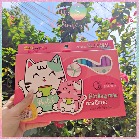 [HOTIS] Bút lông màu Pastel Washable Fiber Pen Thiên Long Colokit - Hộp 20 màu
