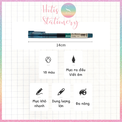[HOTIS] Bút bi nước màu vintage ngòi kim 0.5mm viết nhanh khô, không lem - 18 màu