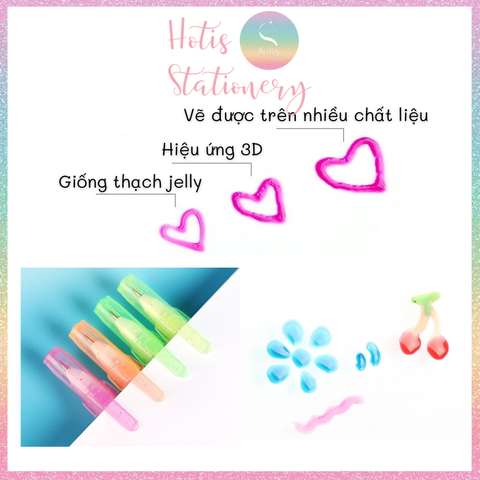 [HOTIS] 12 MÀU - Bút Jelly 3D Chotune ngòi 1mm vẽ tranh, tô màu trên nhiều chất liệu
