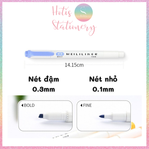 [HOTIS] 25 MÀU - Bút highlight 2 đầu Meililiner dùng để ghi chú, viết tiêu đề, vẽ tranh