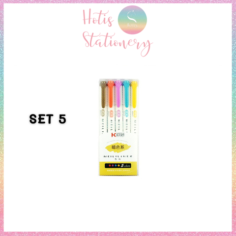 [HOTIS] 25 MÀU - Bút highlight 2 đầu Meililiner dùng để ghi chú, viết tiêu đề, vẽ tranh