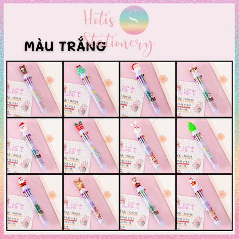 [HOTIS] Bút bi bấm 10 màu họa tiết Noel Giáng Sinh dễ thương